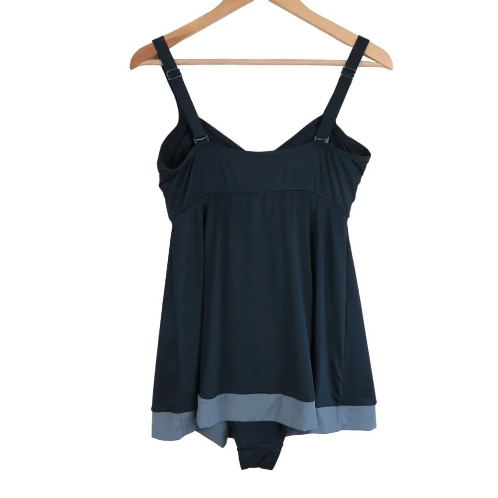 GLOW & GROW Women's Black & Gray Maternity One Piece Swimsuit Size S